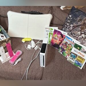 Wii Gaming System with Wii Fit Board, 4 games, multiple controllers and more